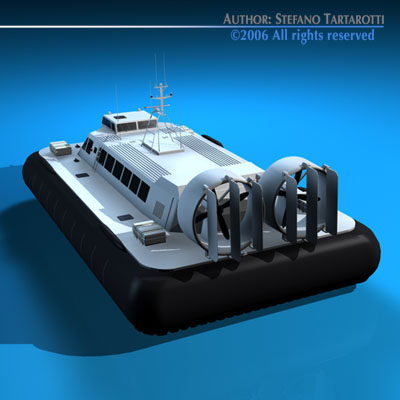Hovercraft boat with two propellers 3D model_6