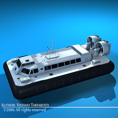 Hovercraft boat with two propellers 3D model_3