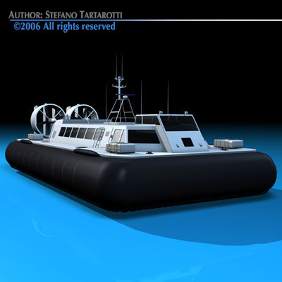 Hovercraft boat with two propellers 3D model_9