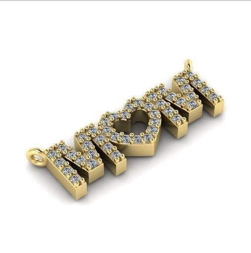 Pendant with letters M and a heart N01527 3D print model_2