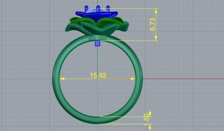 Ring in the form of a rose N01624 3D print model_6