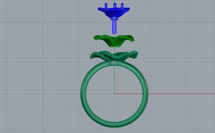 Ring in the form of a rose N01624 3D print model_3