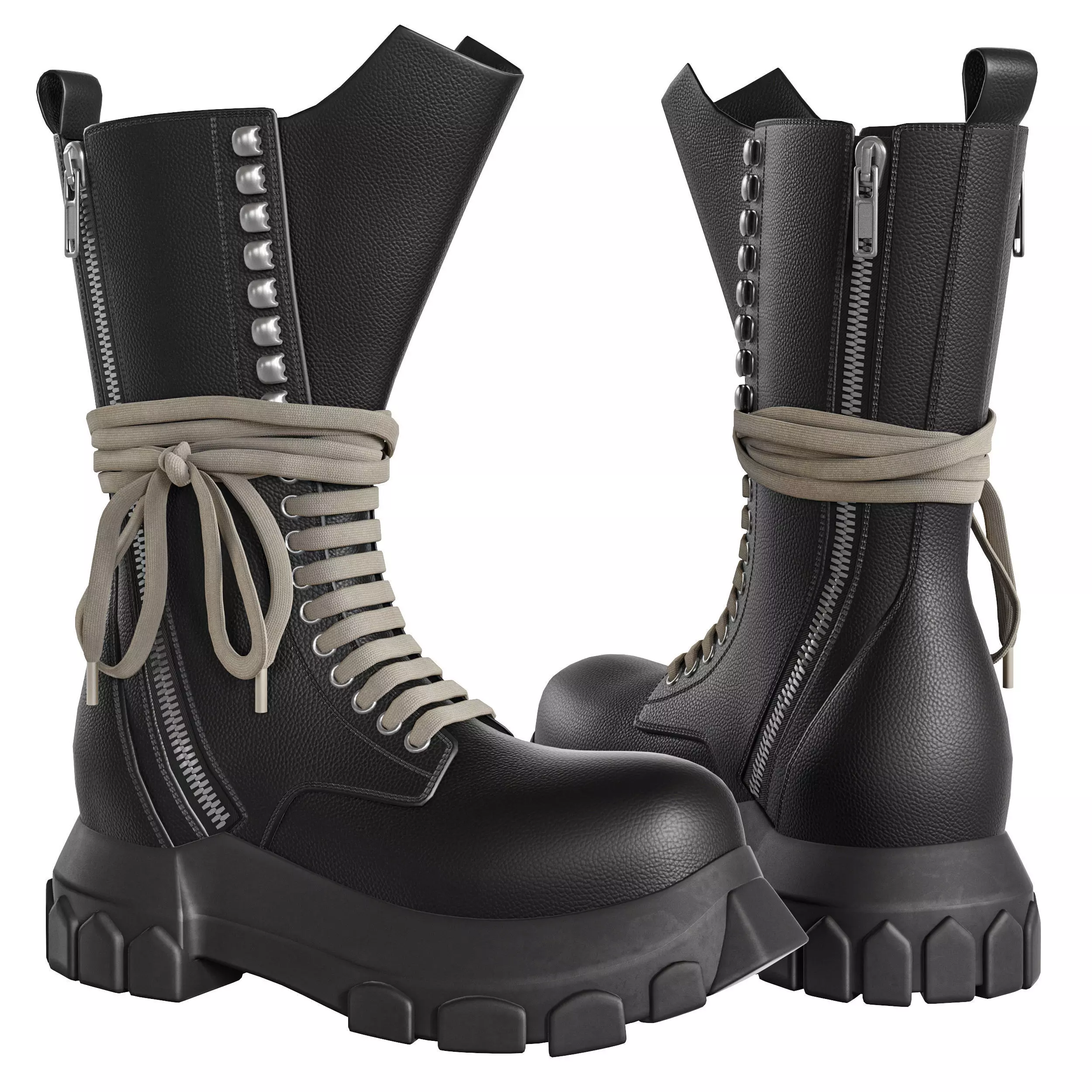 3D model Rick Owens Black Bozo Tractor Boots VR / AR / low-poly