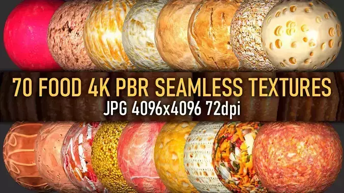 70 food groceries PBR photo seamless 4k textures