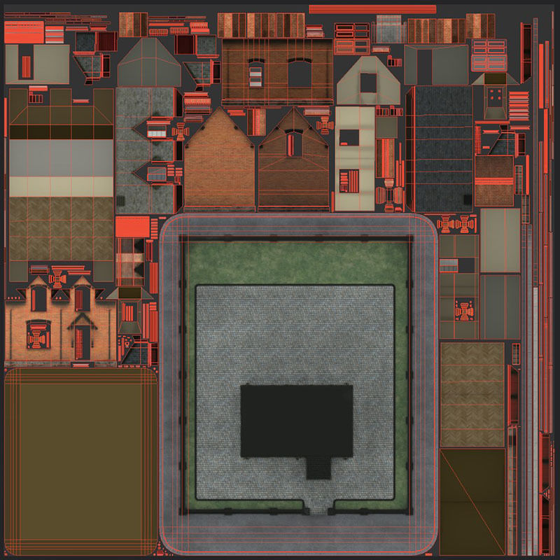 Small brick house Low-poly 3D model_17