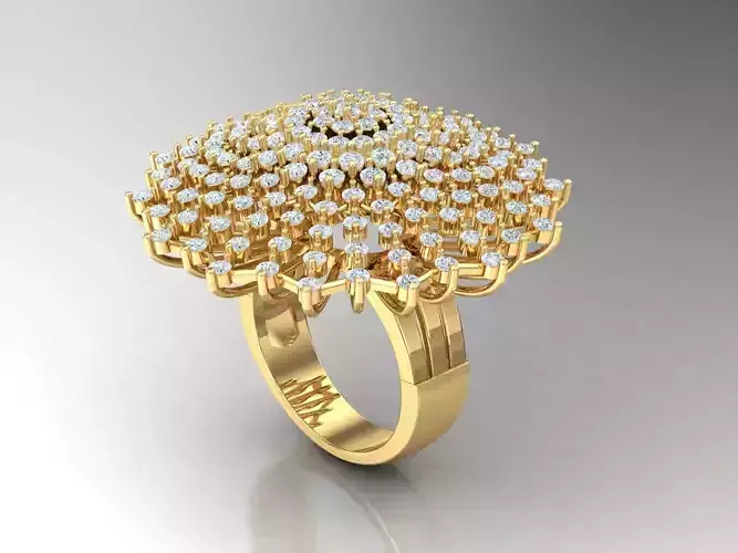 Big Round Diamond Engagement Ring Cad 1WR87 3D print model
