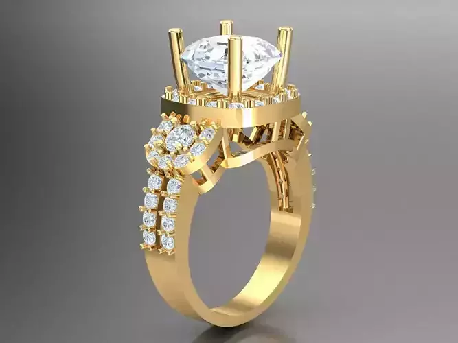 Diamond Solitaire Engagement Ring Cad 1WR80 3D print model