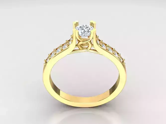 Diamond Solitaire Engagement Ring 1WR68 3D print model