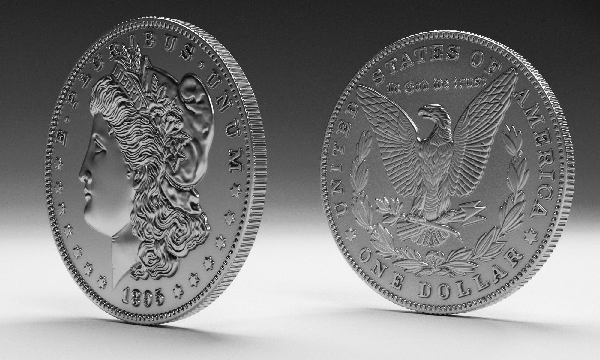 Morgan Silver Dollar 3D model_6