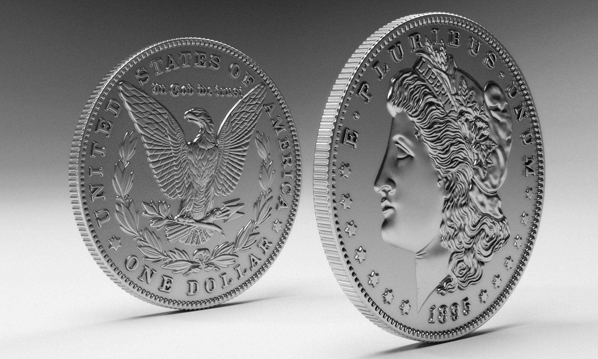 Morgan Silver Dollar 3D model_5