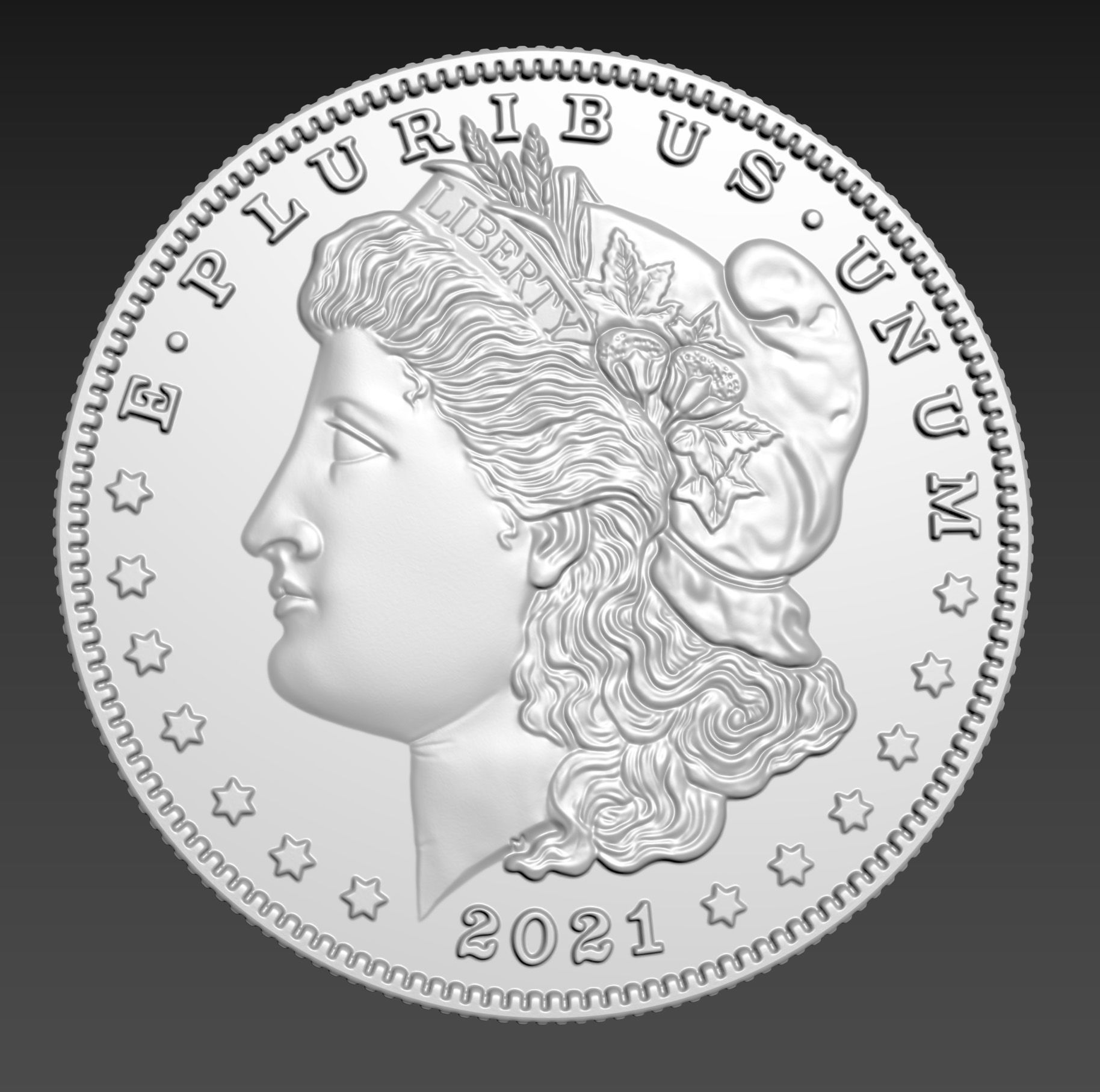 Morgan Silver Dollar 3D model_1