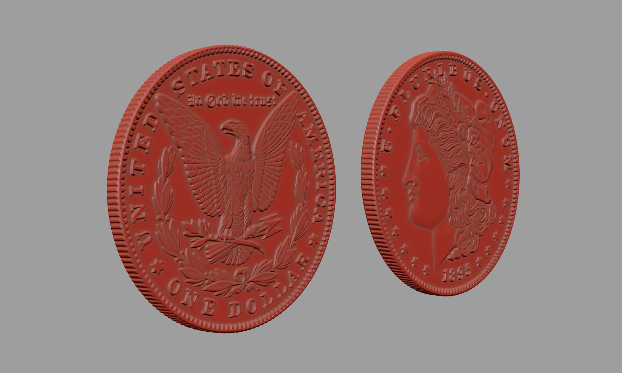 Morgan Silver Dollar 3D model_13