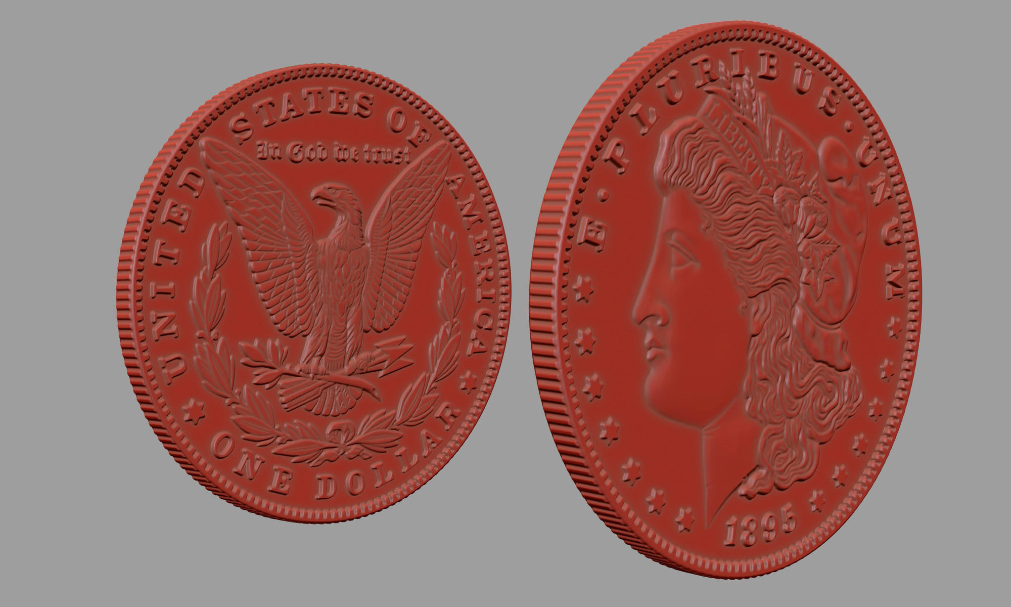 Morgan Silver Dollar 3D model_15