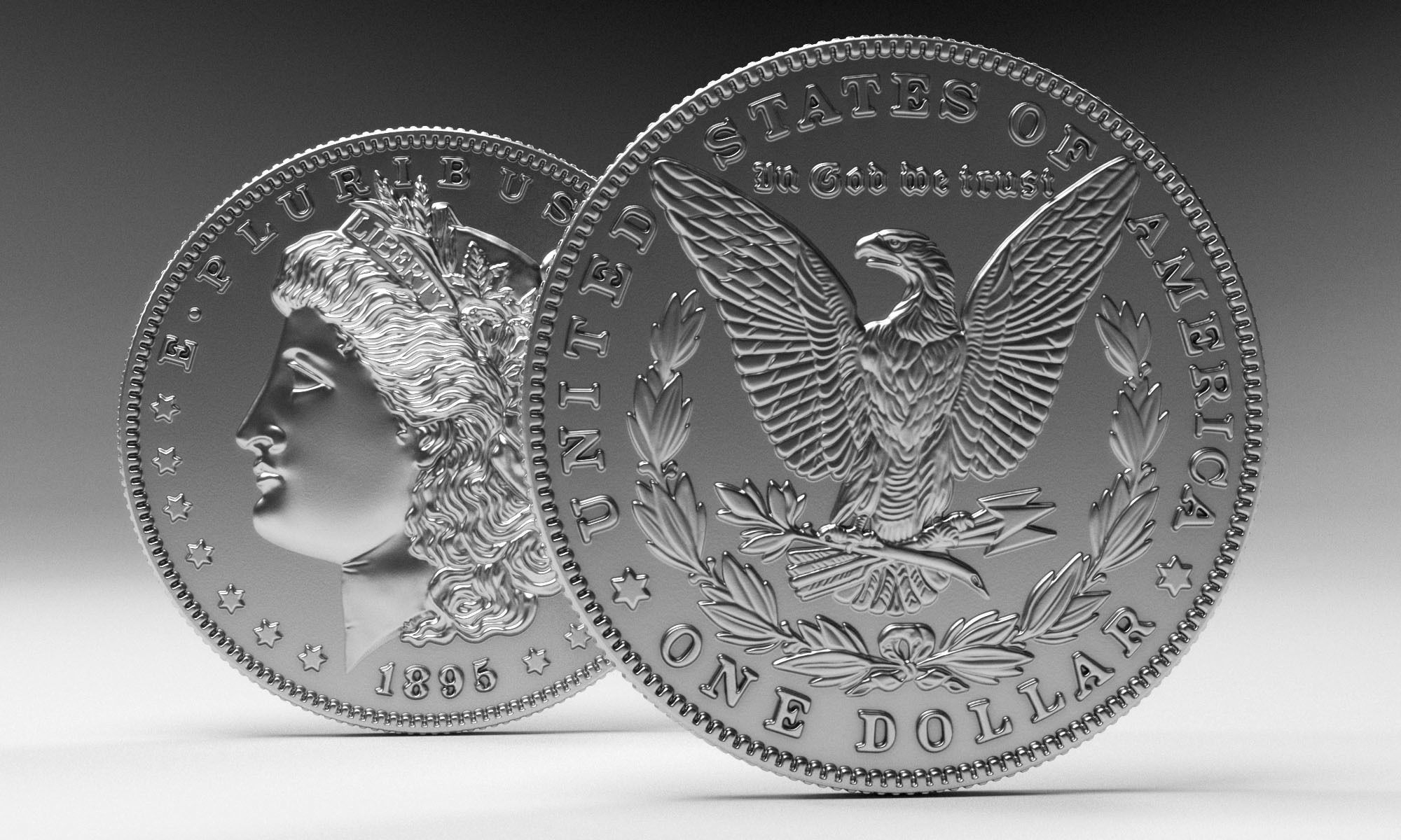 Morgan Silver Dollar 3D model_7