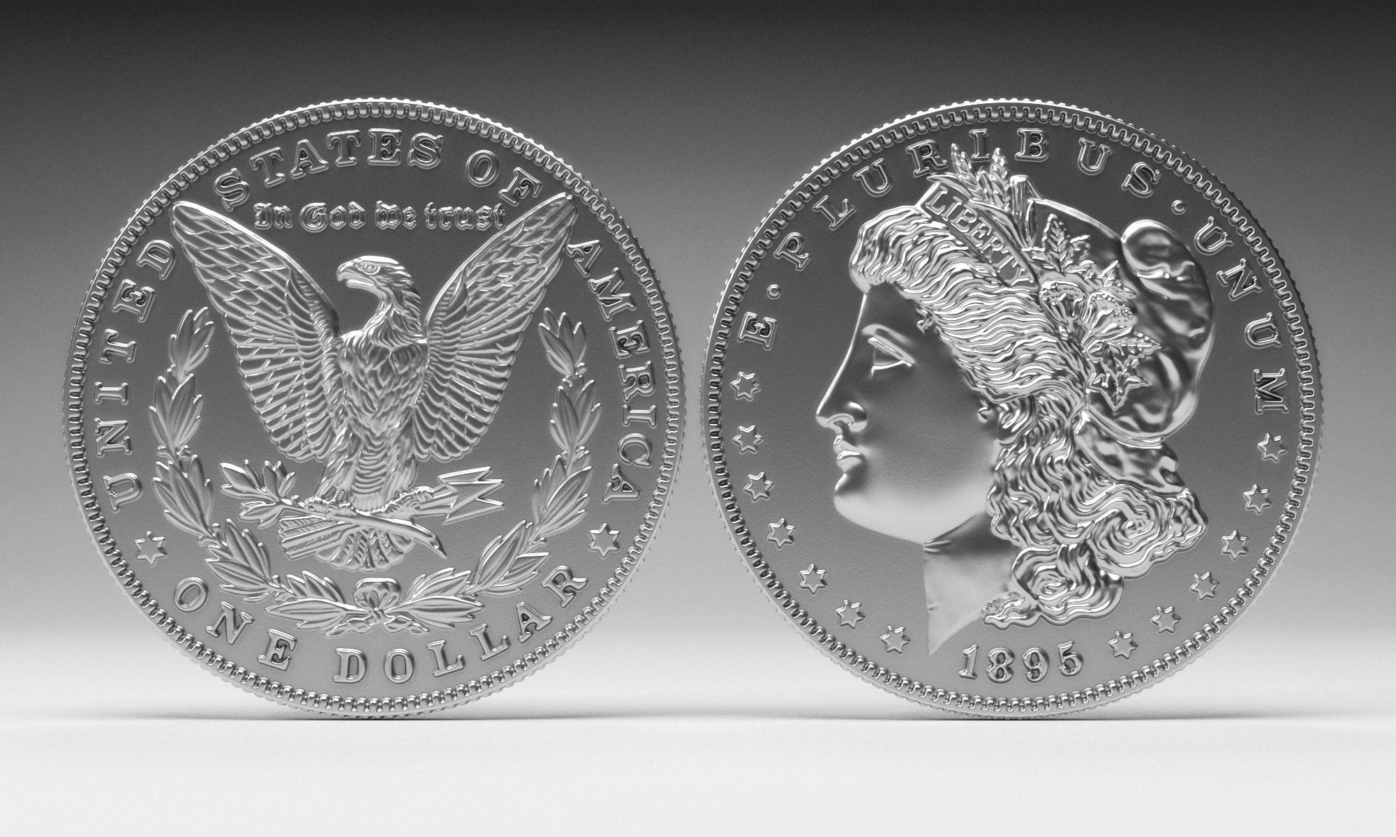 Morgan Silver Dollar 3D model_3