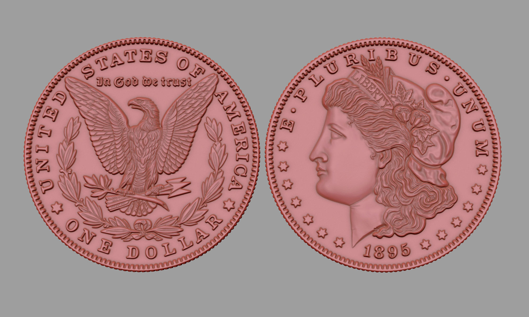 Morgan Silver Dollar 3D model_11