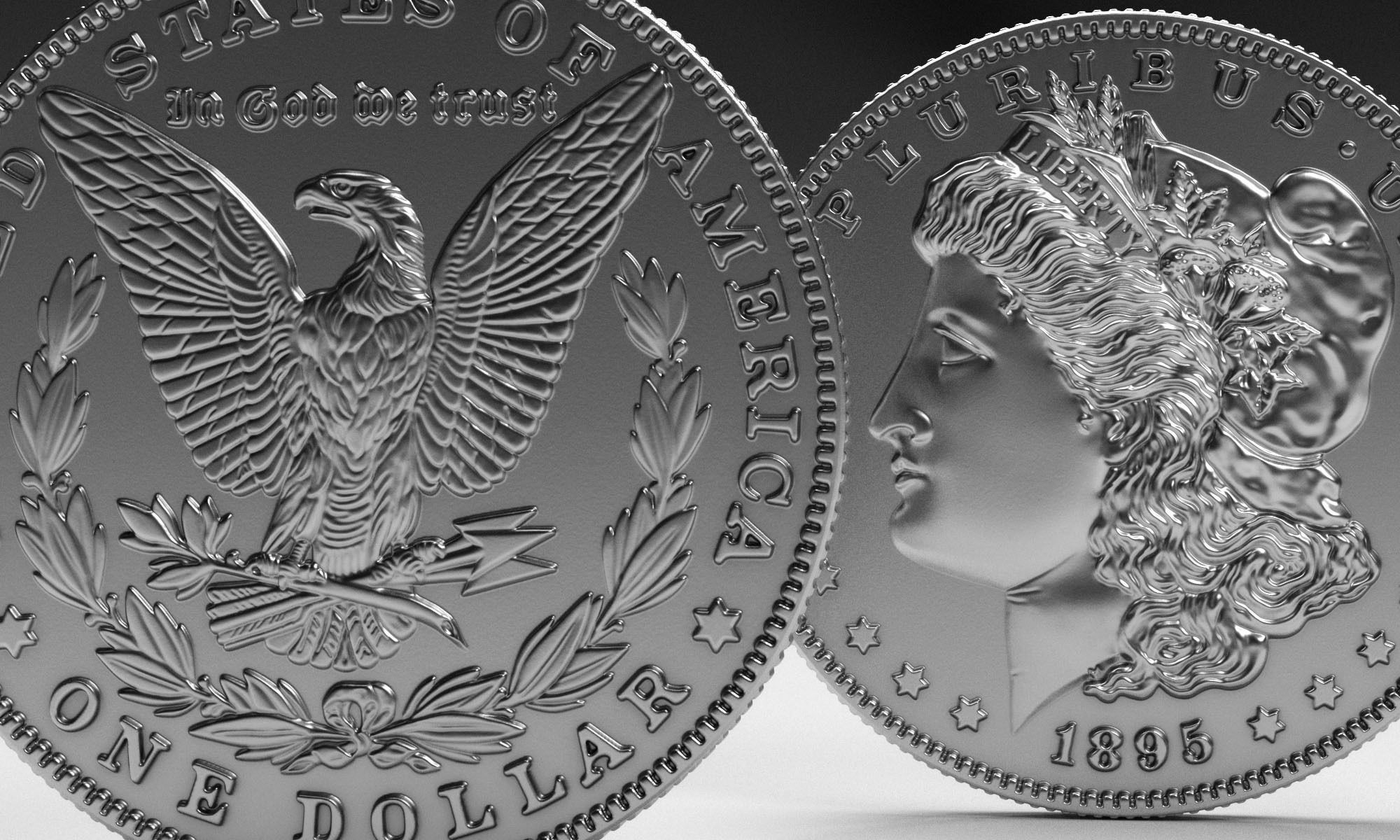 Morgan Silver Dollar 3D model_9