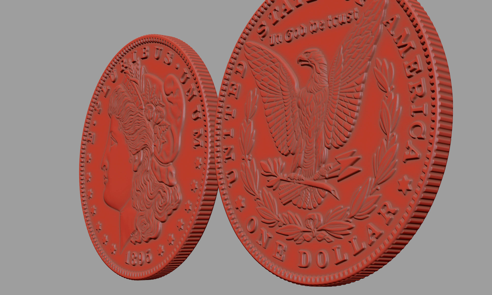 Morgan Silver Dollar 3D model_16