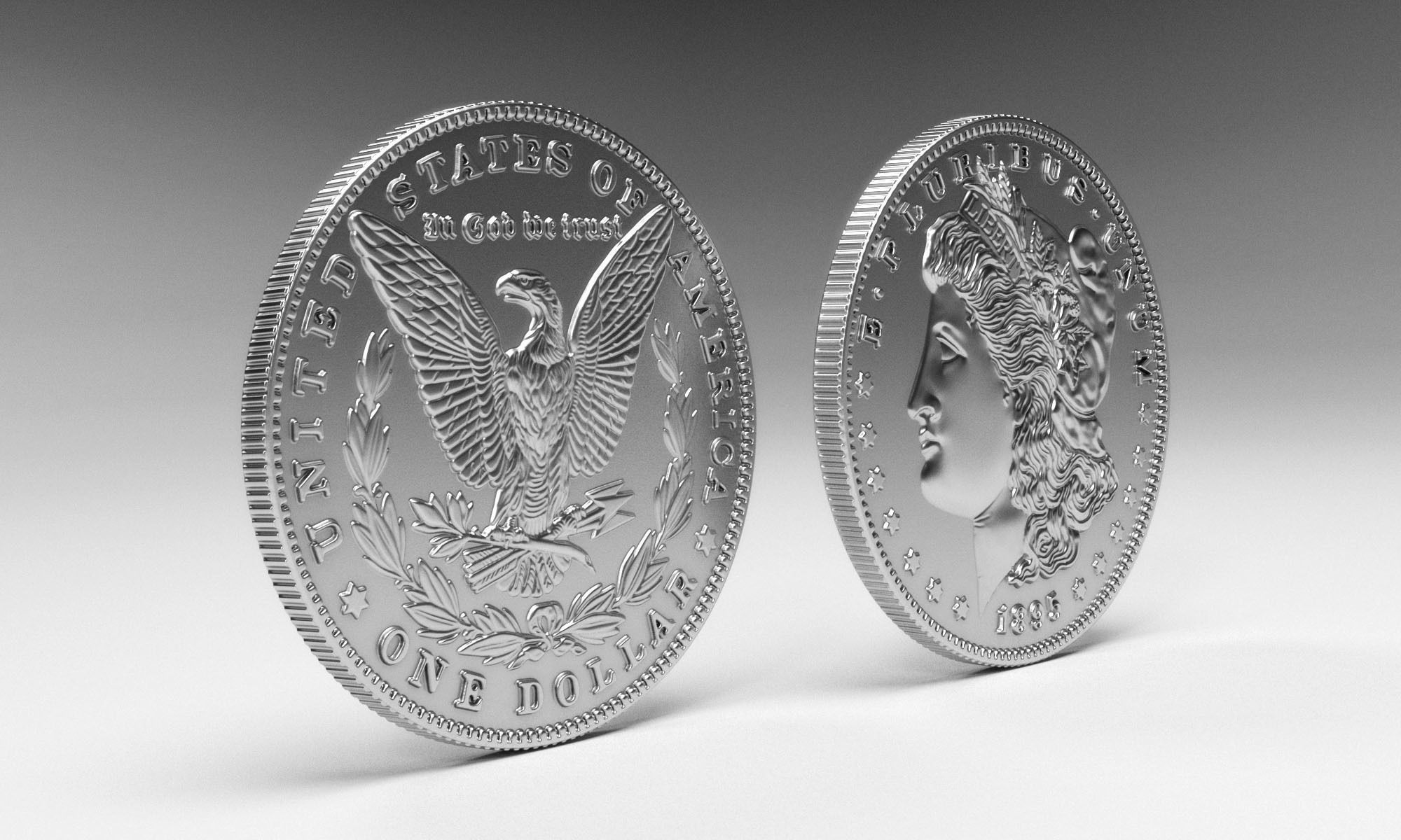 Morgan Silver Dollar 3D model_2