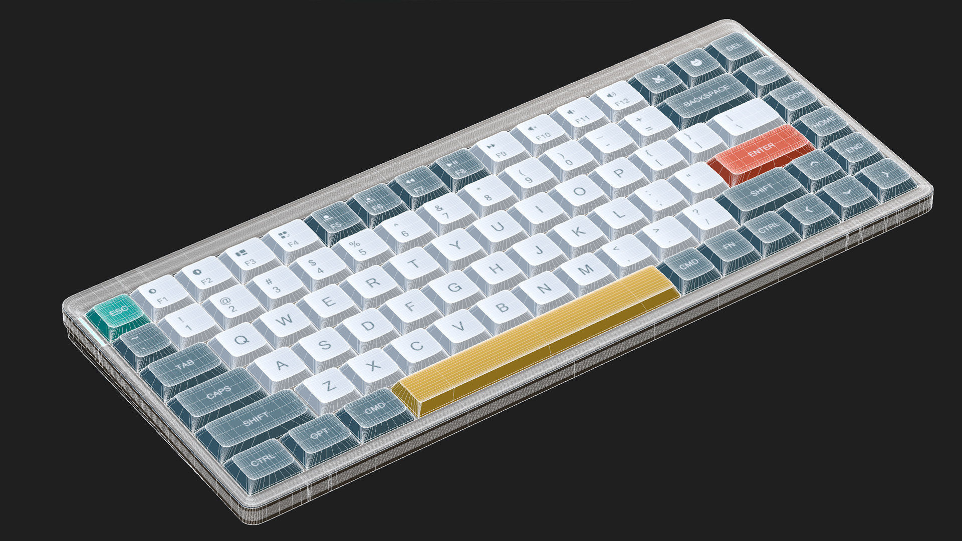 Nuphy AIR75 Keyboard Low-poly 3D model_16