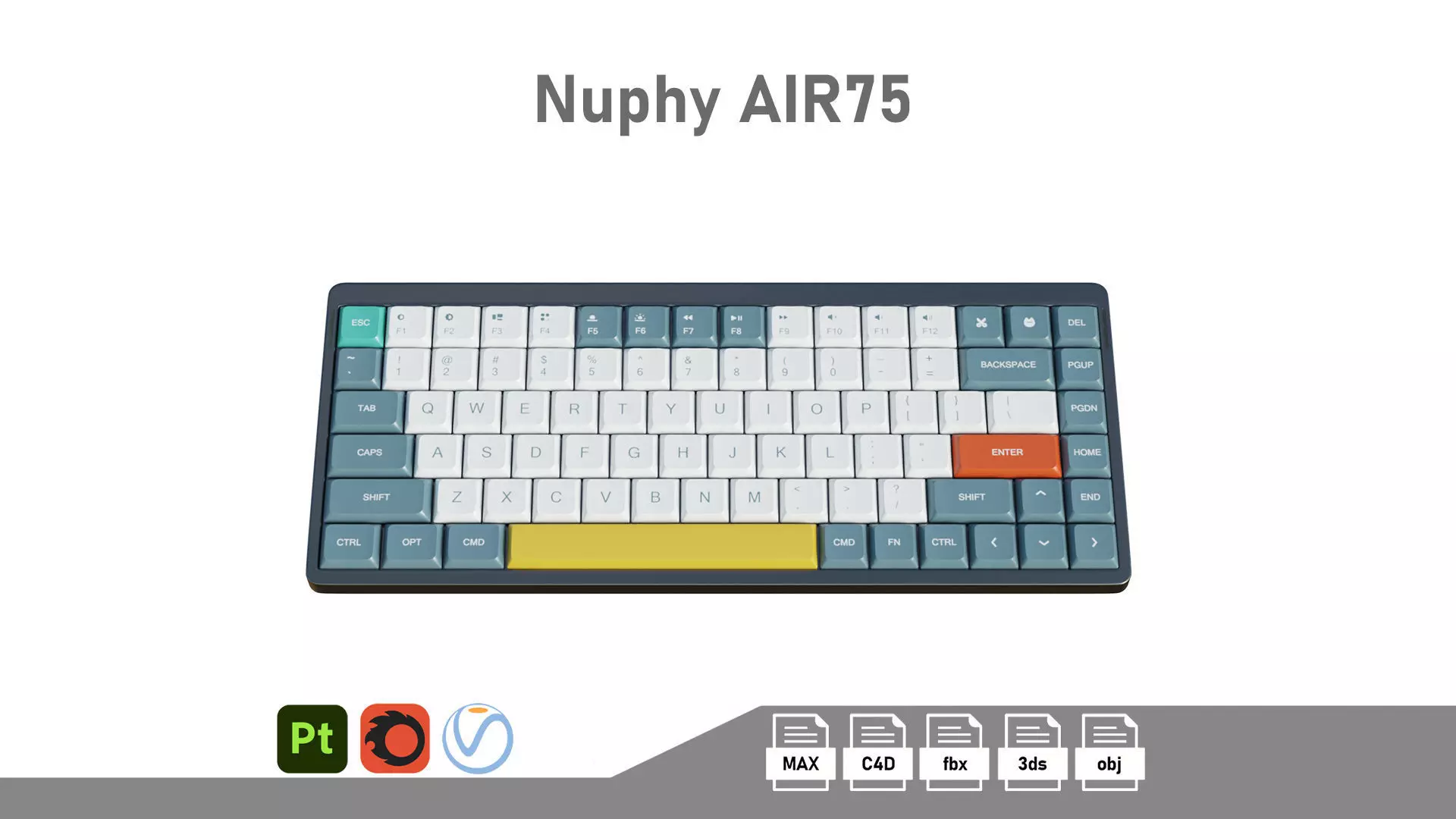 Nuphy AIR75 Keyboard Low-poly 3D model_0