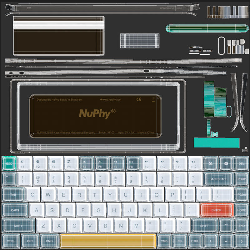 Nuphy AIR75 Keyboard Low-poly 3D model_18
