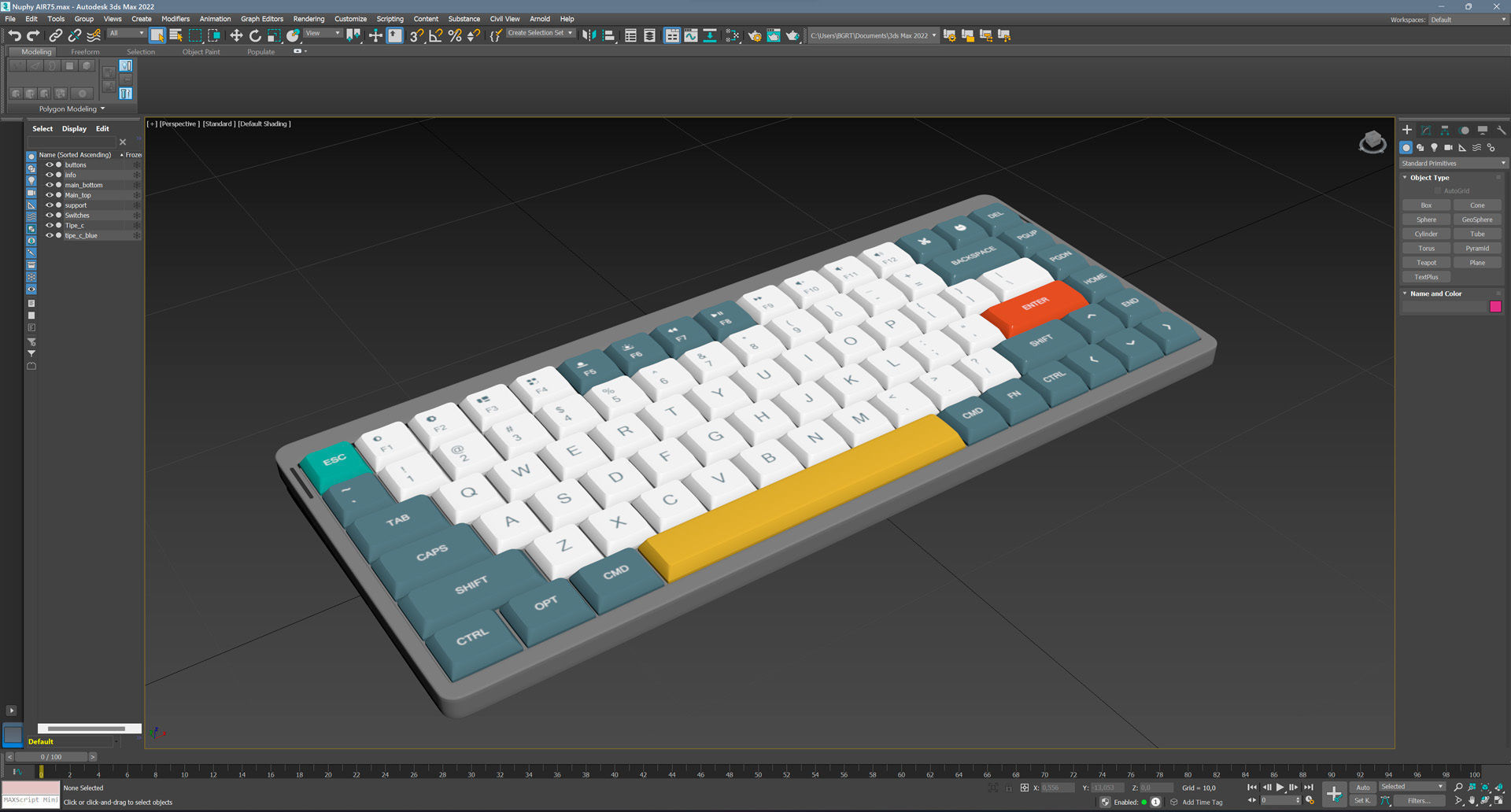 Nuphy AIR75 Keyboard Low-poly 3D model_14