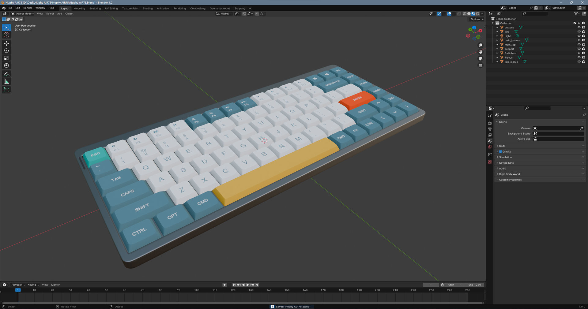 Nuphy AIR75 Keyboard Low-poly 3D model_13