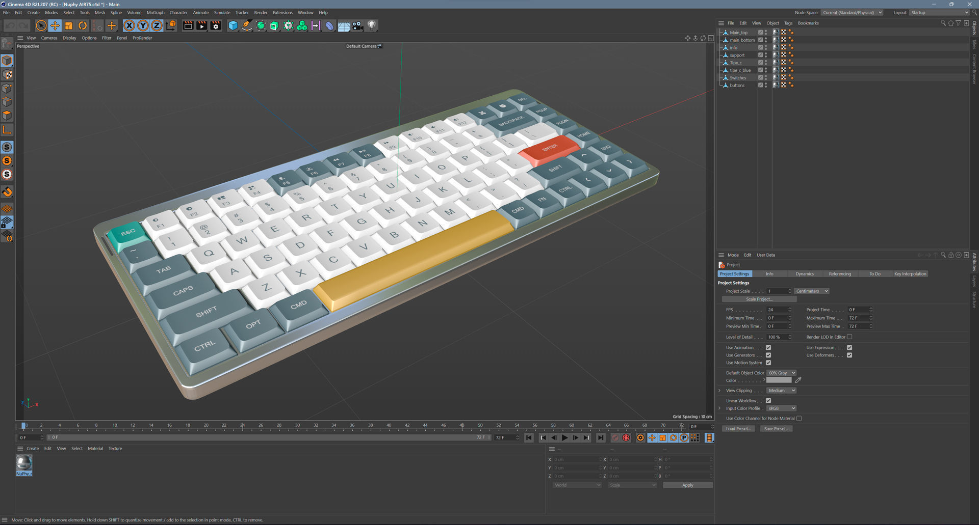 Nuphy AIR75 Keyboard Low-poly 3D model_12