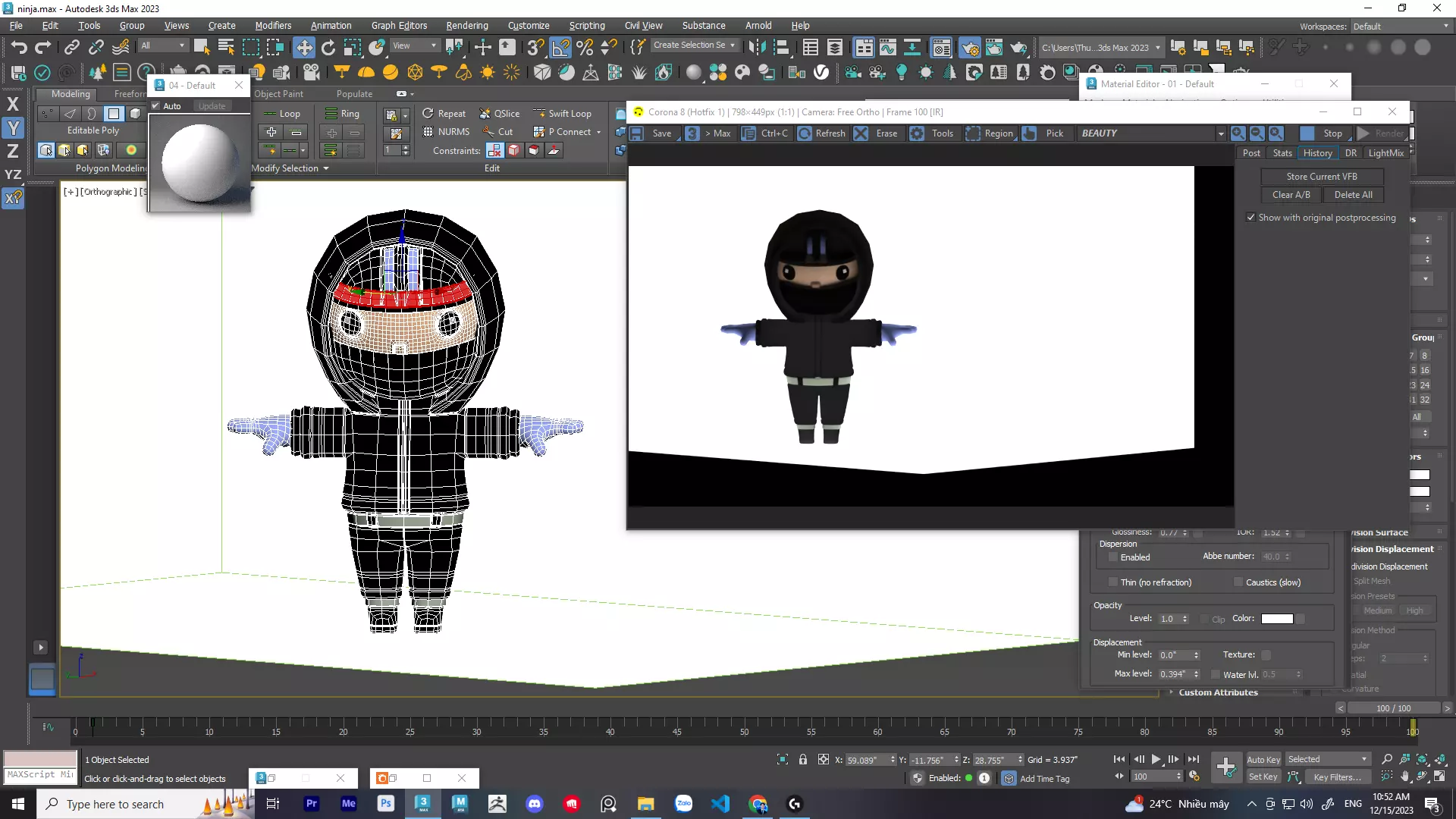 chibi ninja Free low-poly 3D model