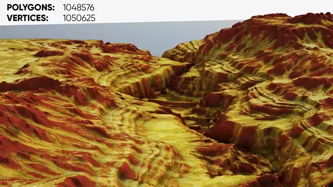 Cartoon mountain terrain and canyon