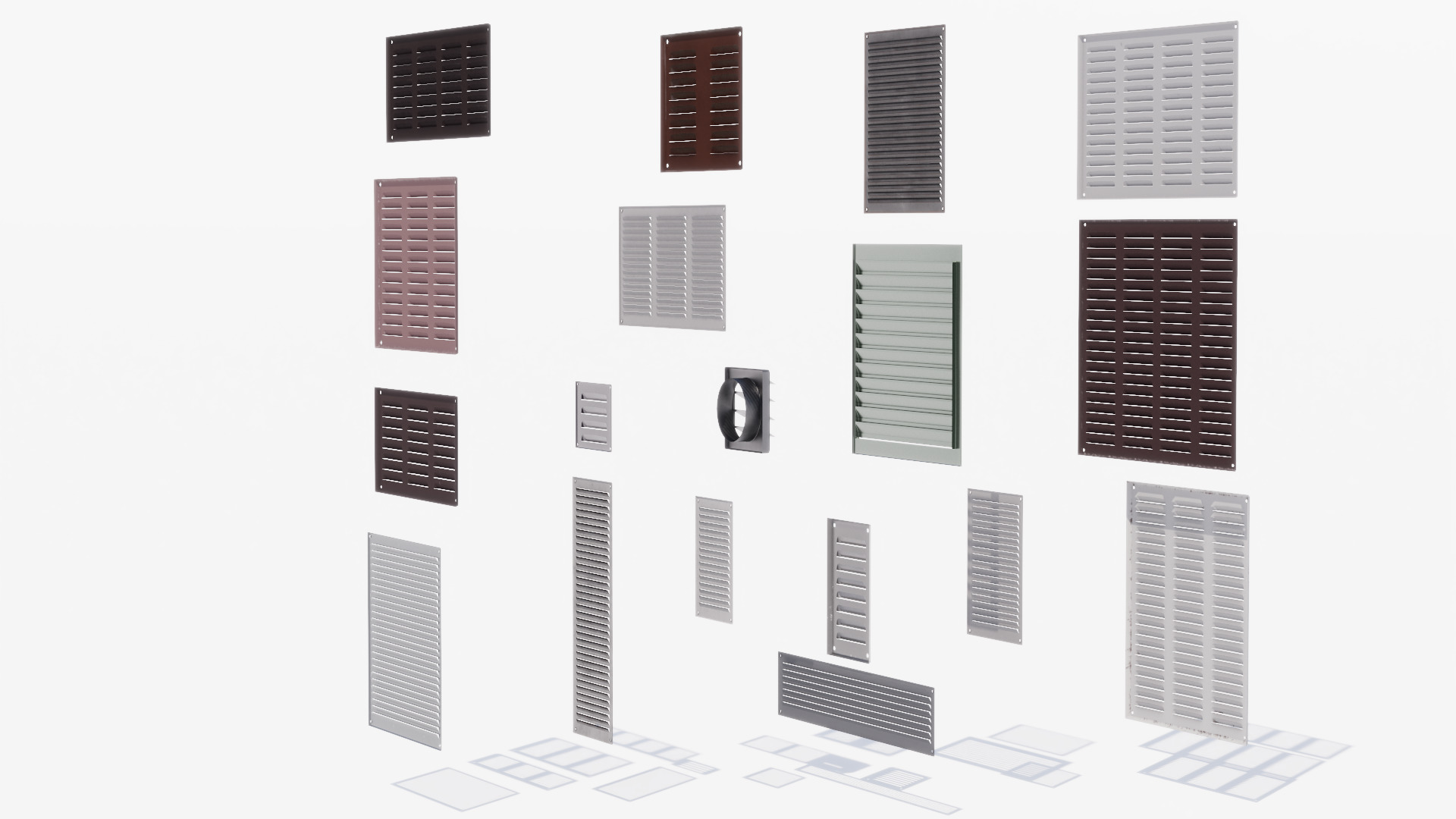 Wall Vents Set 01 Low-poly 3D model_4