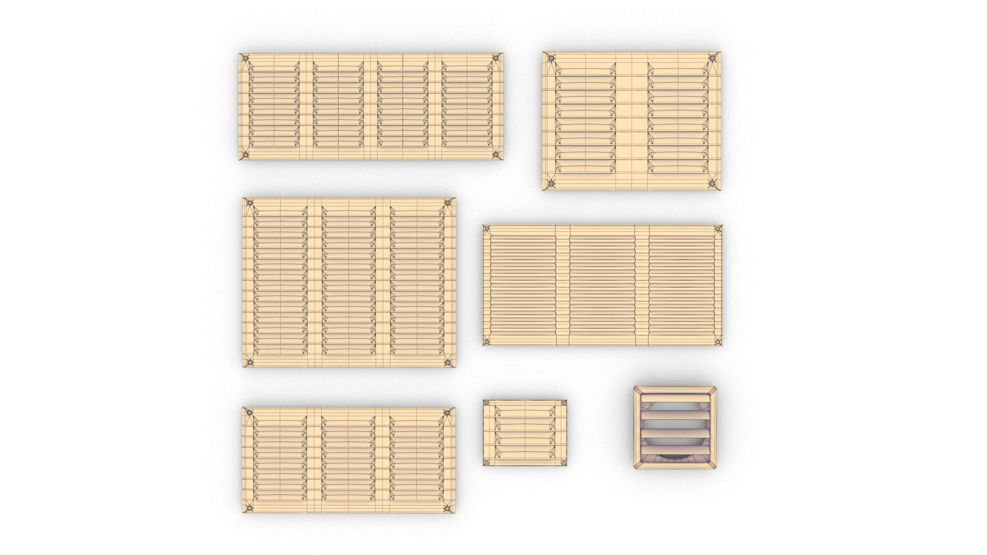 Wall Vents Set 01 Low-poly 3D model_9