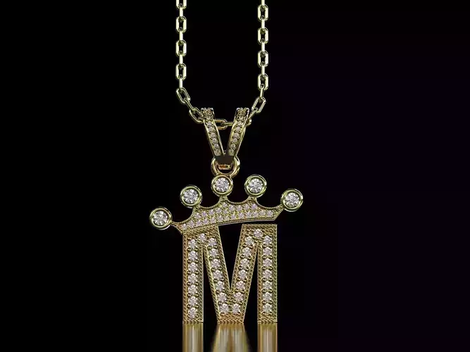 M letter pendant 3D print model