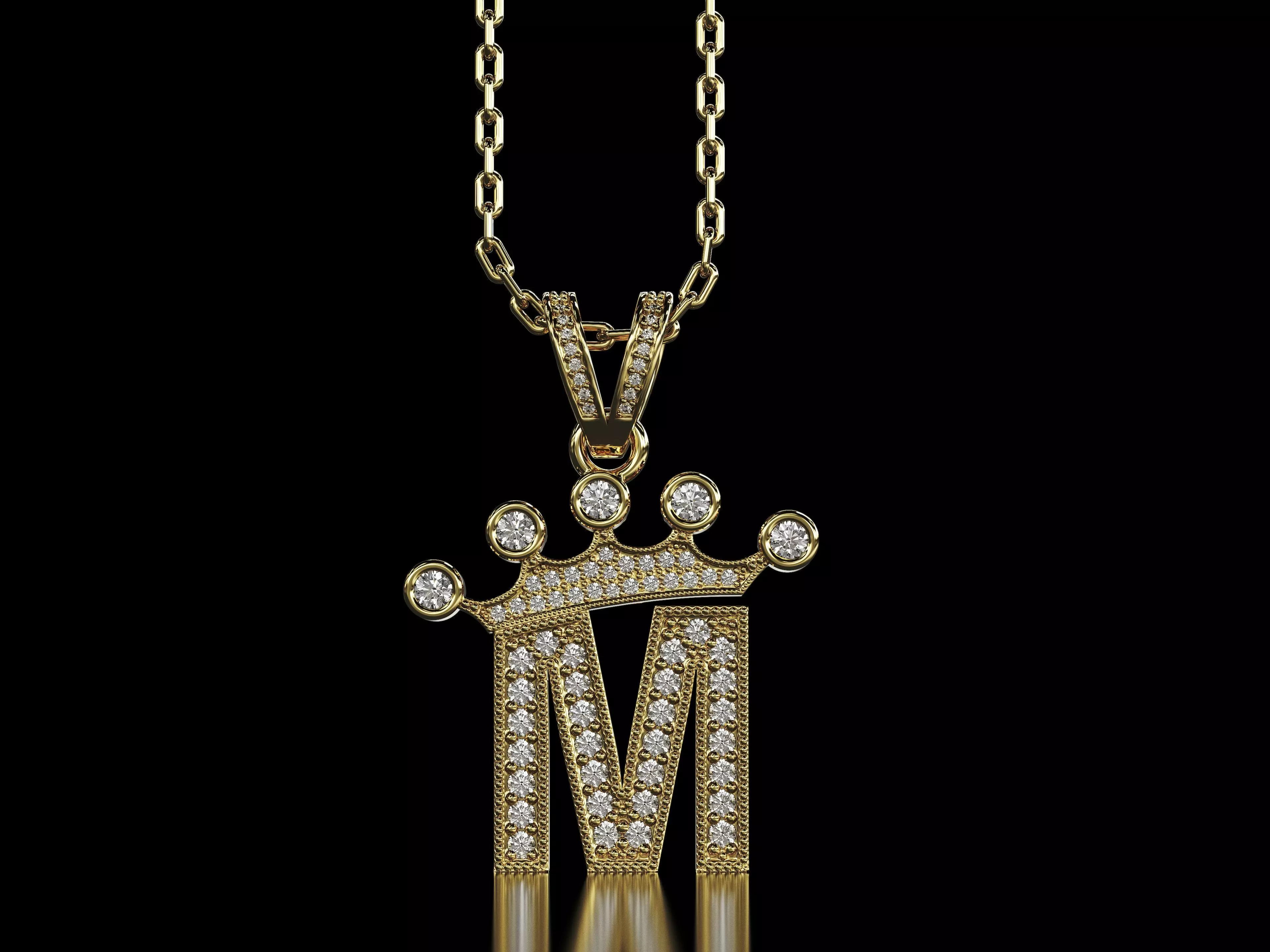 M letter pendant 3D print model_0