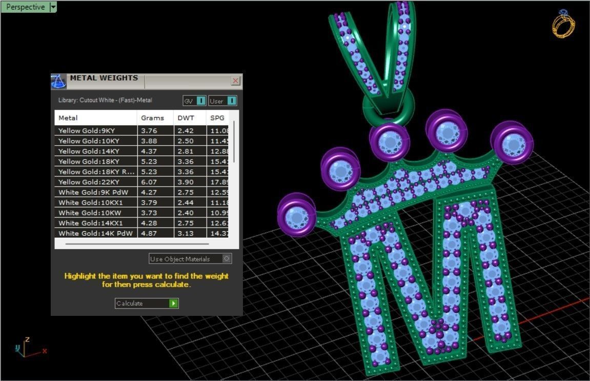 M letter pendant 3D print model_6