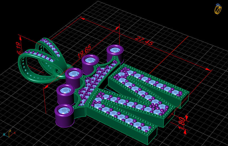 M letter pendant 3D print model_4