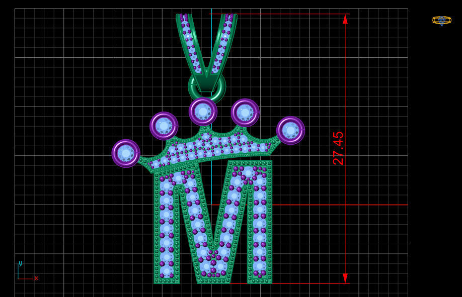 M letter pendant 3D print model_18