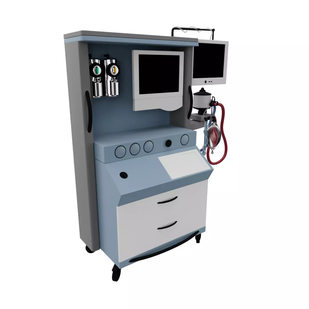 Old Heart Monitor Machine  Low-poly 3D model_0