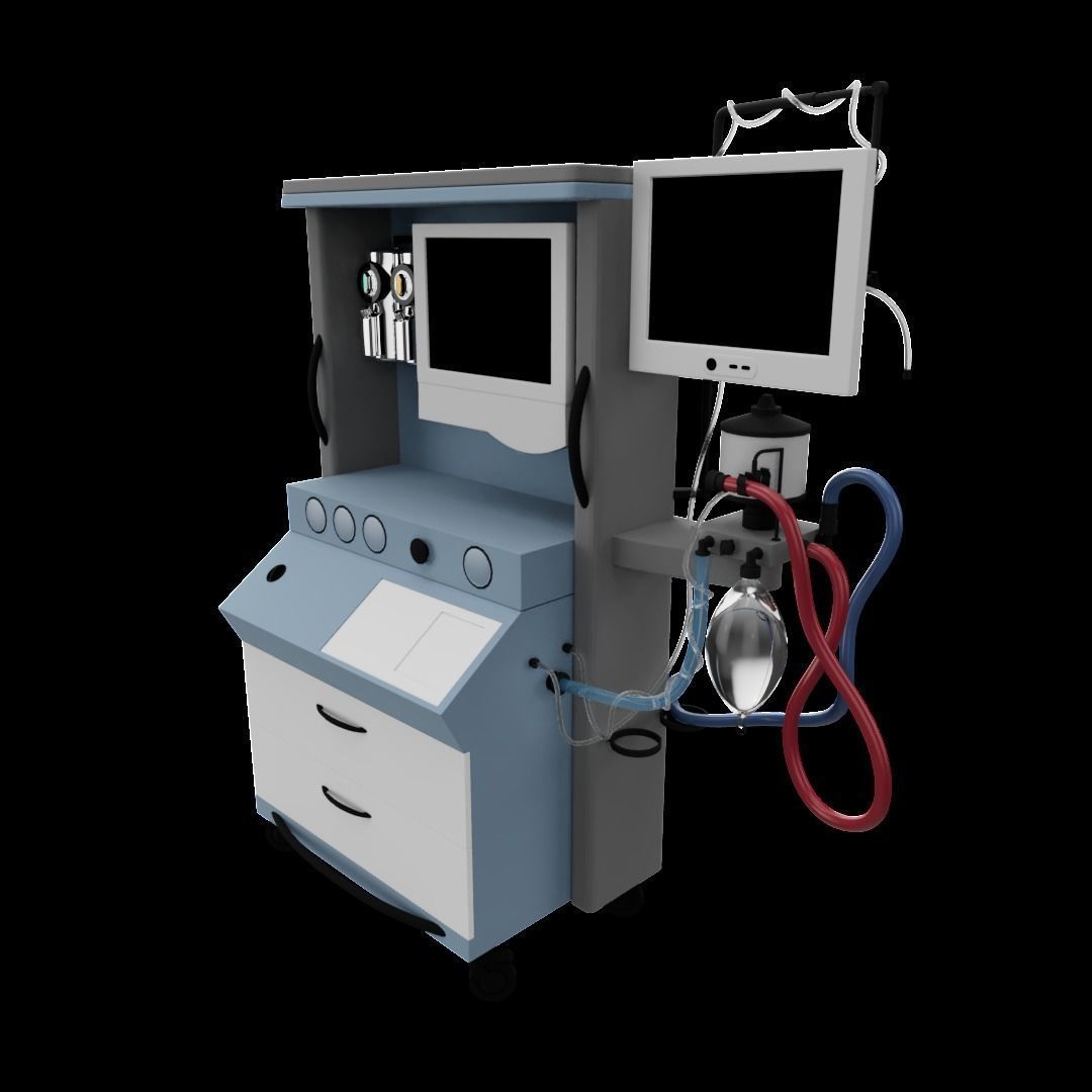 Old Heart Monitor Machine  Low-poly 3D model_1