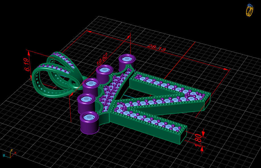 N letter pendant 3D print model_4