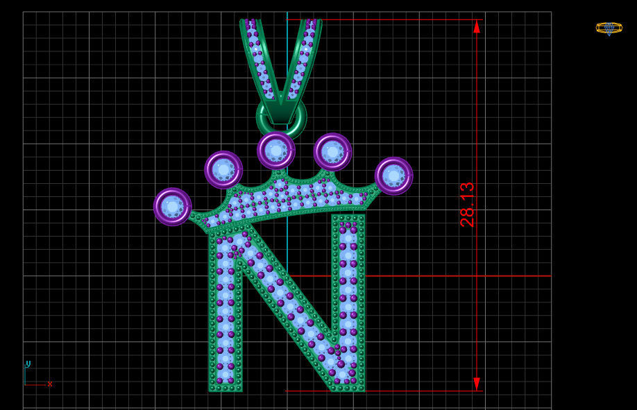 N letter pendant 3D print model_18