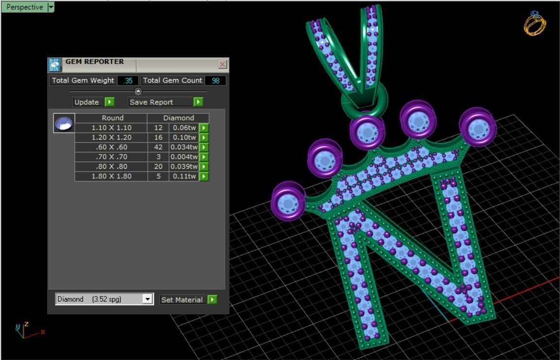 N letter pendant 3D print model_5