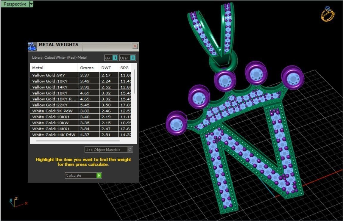 N letter pendant 3D print model_6