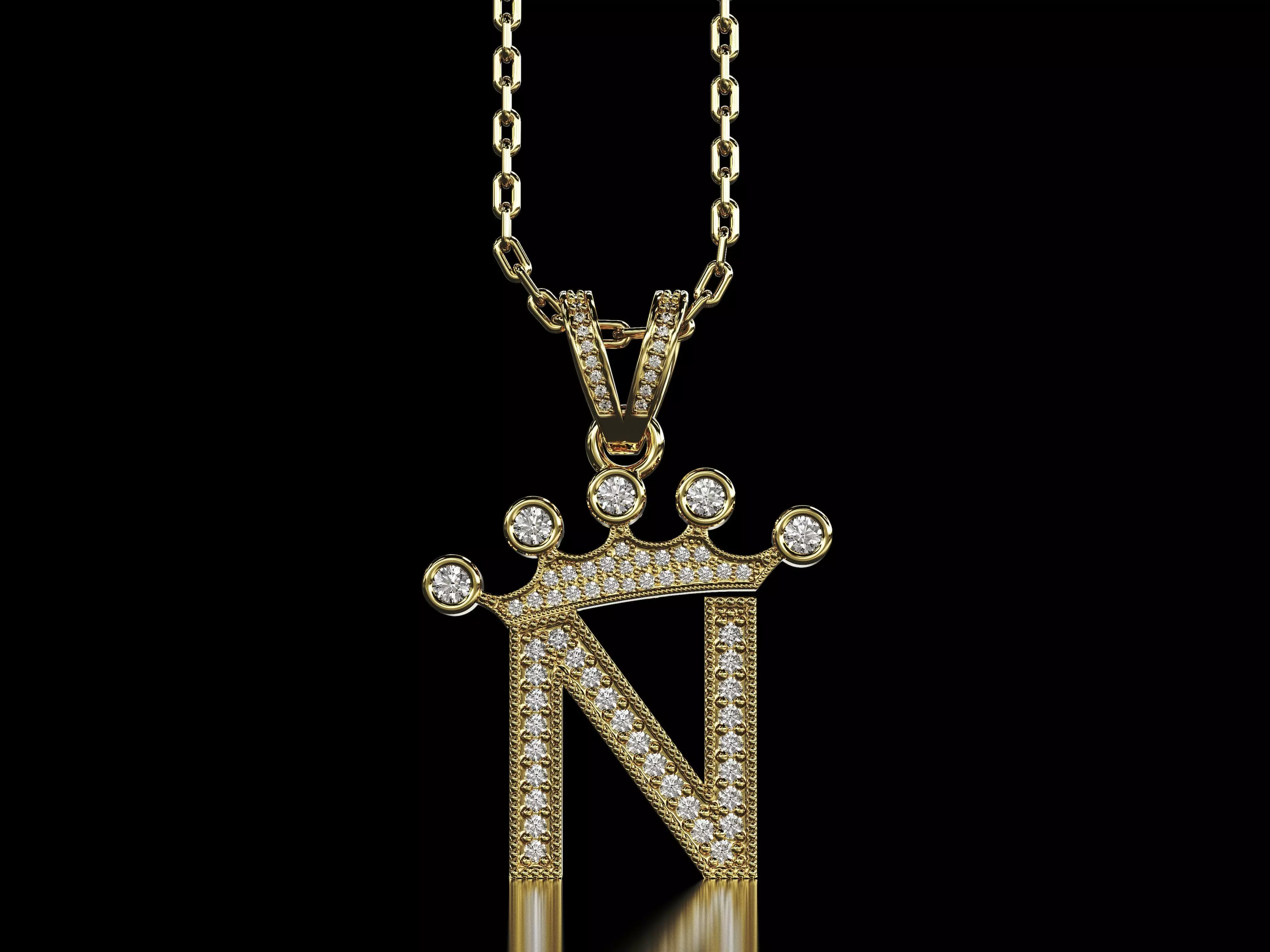 N letter pendant 3D print model_0