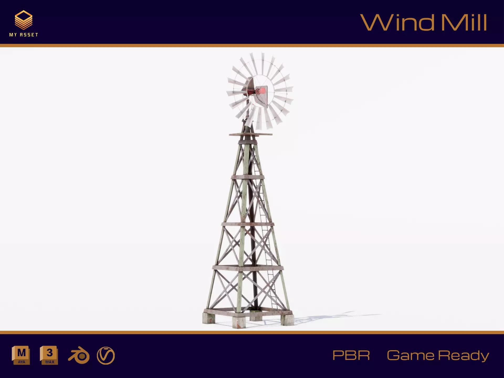 Western Farm s Windmill Low-poly 3D model