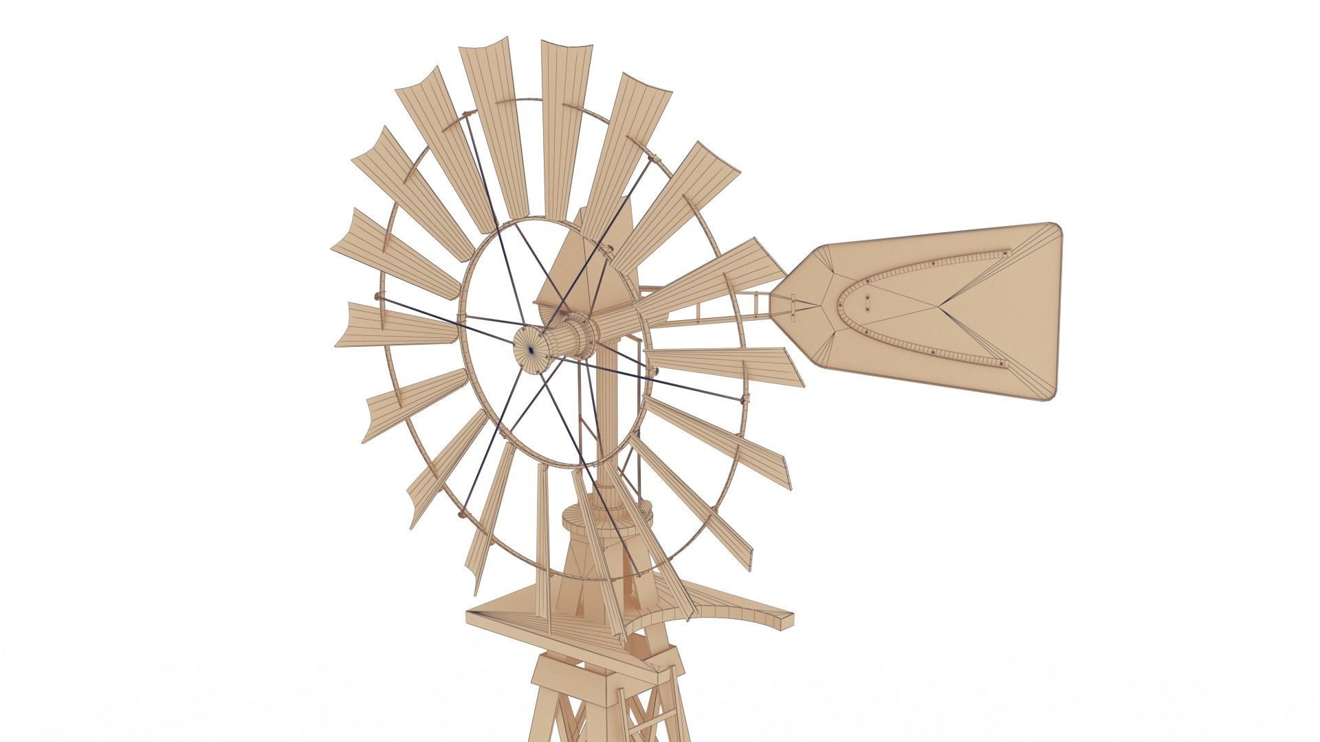 Wooden Western Farm s Windmill Low-poly 3D model_15