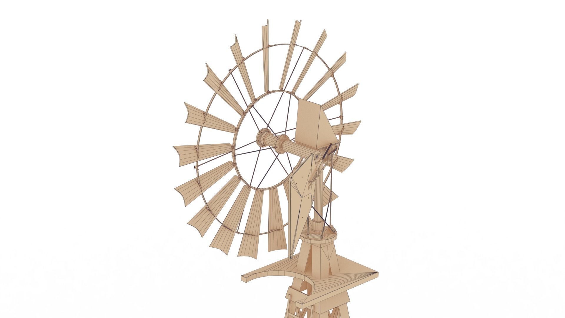 Wooden Western Farm s Windmill Low-poly 3D model_14