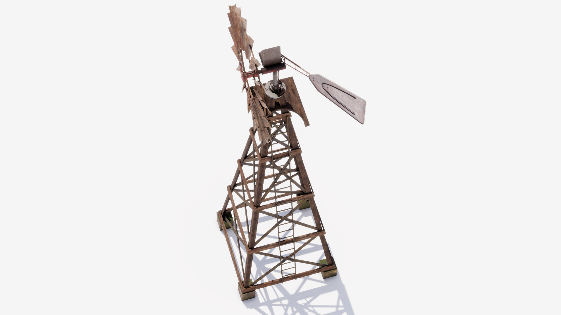 Wooden Western Farm s Windmill Low-poly 3D model_4