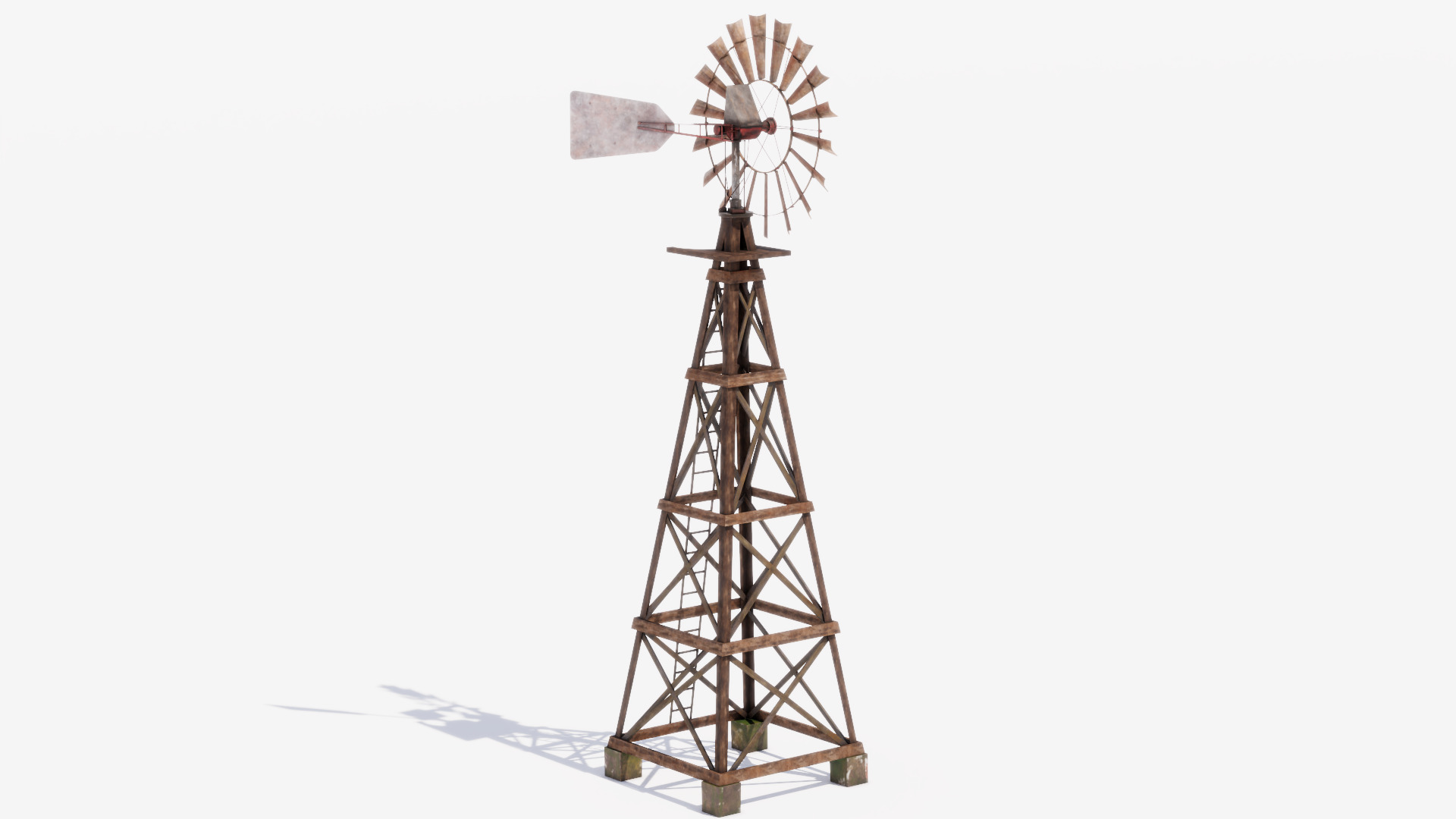 Wooden Western Farm s Windmill Low-poly 3D model_1